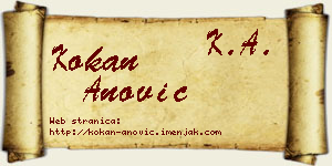 Kokan Anović vizit kartica